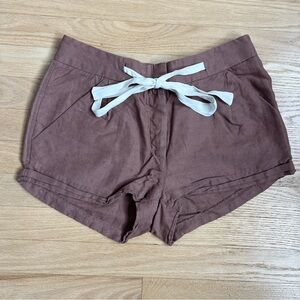 Wilfred Allegra Womens 2 Shorts Nutmeg Linen Blend Tie Belt Rolled Cuff Aritzia